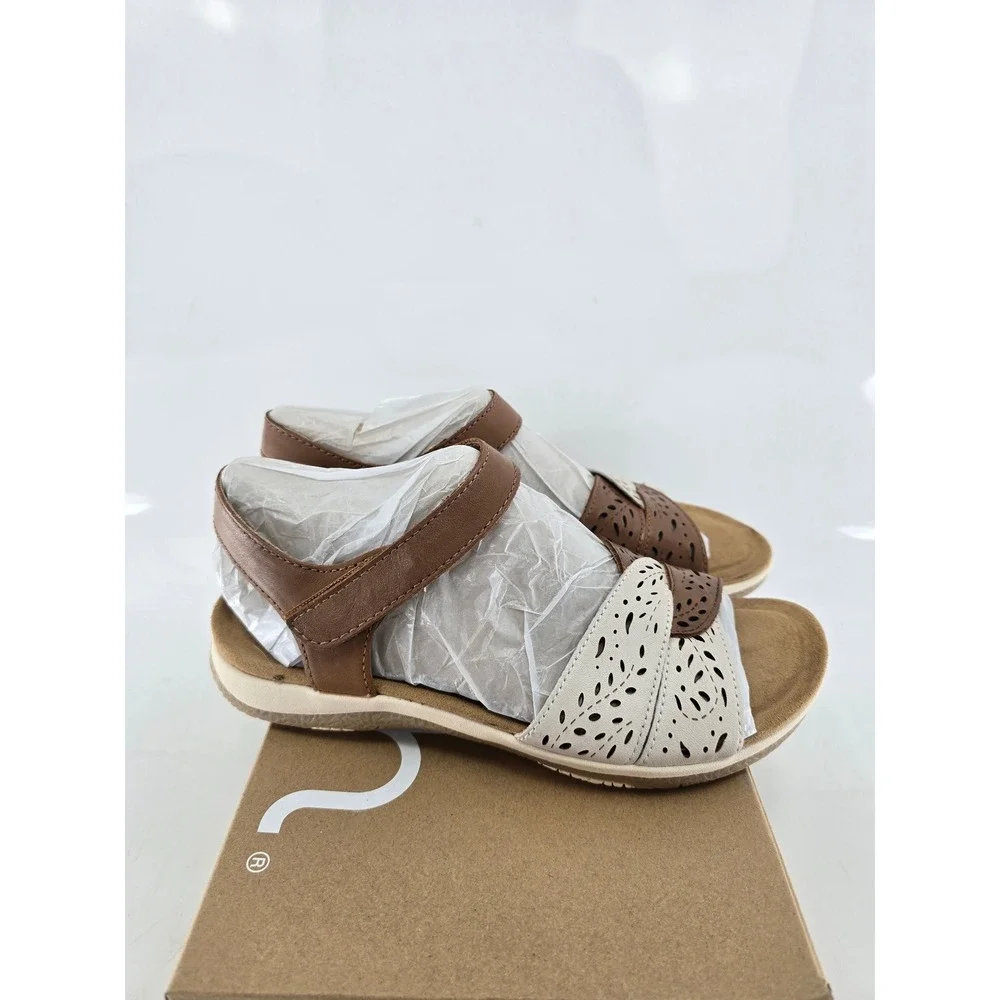 Earth Origins Sylo Sandals Womens 7 Brown Laser Cut Hook Loop Straps - New - Picture 7 of 9